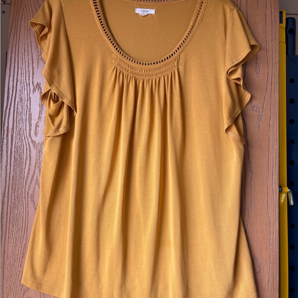 Maurices Golden Ruffle Sleeve Blouse
